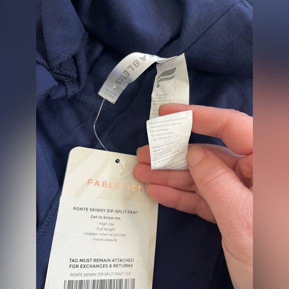 Fabletics Ponte Skinny Zip-split Pants Blue Size Small New with Tags - Picture 6 of 12